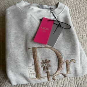Dior Light Gray Sweatshirt with Gold Embroidery